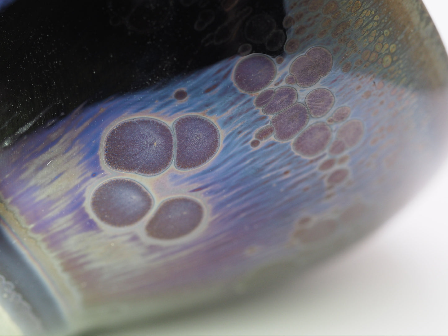 Galaxy-like Dark Purple Yohen Glaze Monk Bowl Shape Cup by FeiXing Studio
