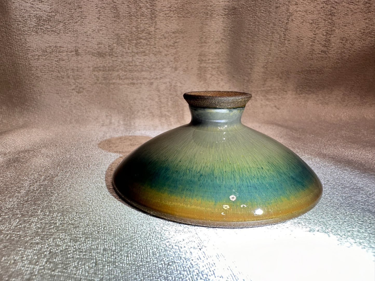 Green jade-like glaze green hare’s fur golden rim 3-piece Gaiwan set, GuPanHong