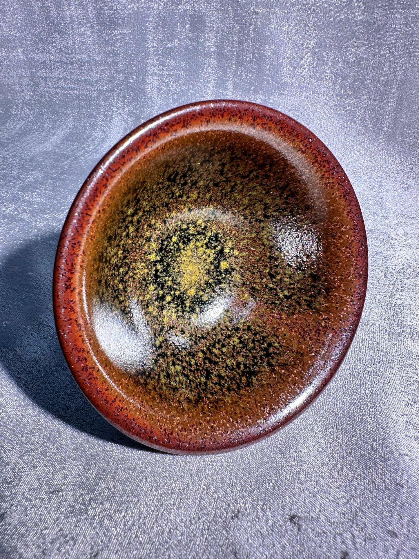 Cup14-Flower moon night pattern black glaze elegant high foot palace bow shape cup