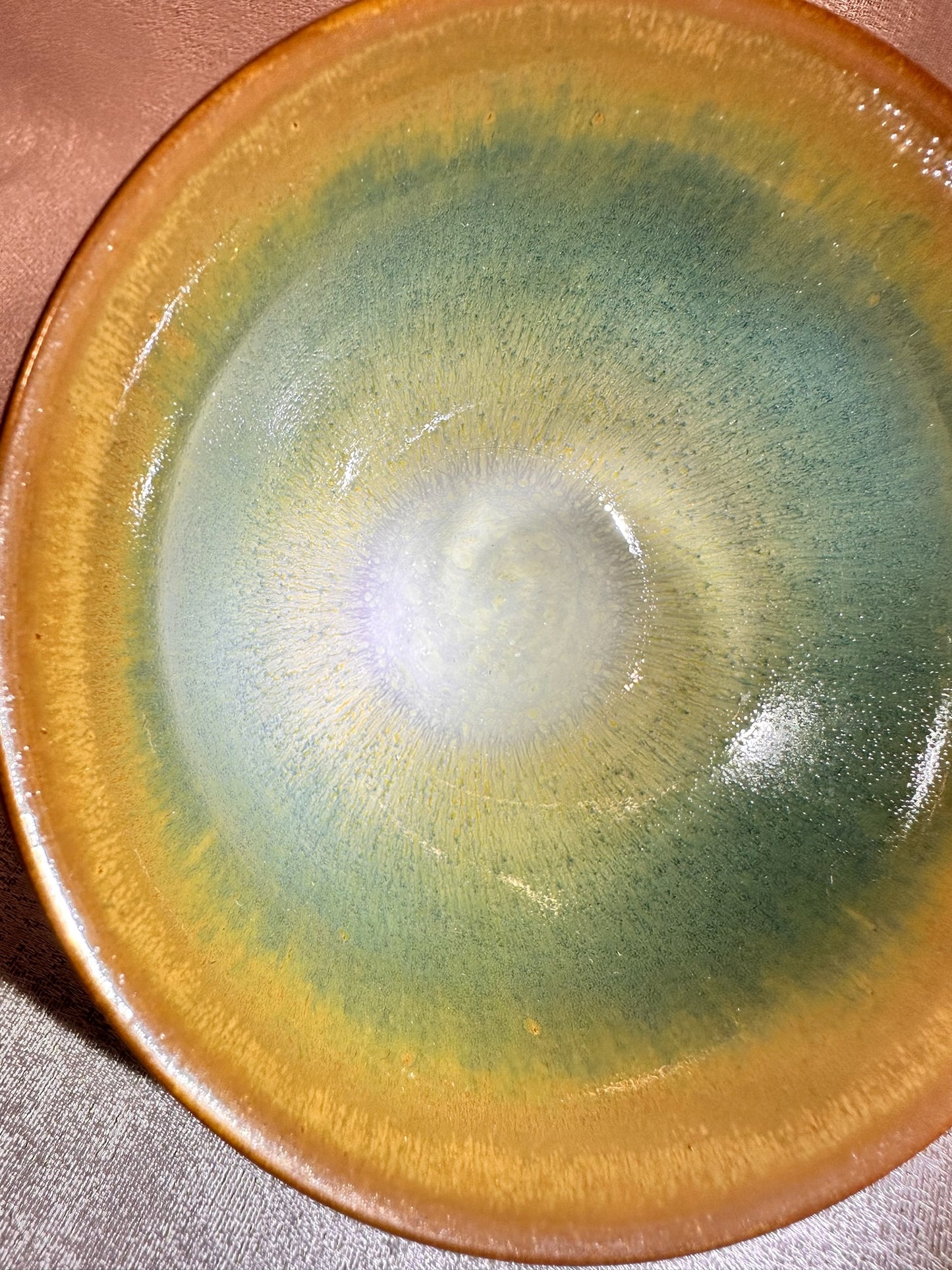 Green jade-like glaze green hare’s fur golden rim 3-piece Gaiwan set, GuPanHong