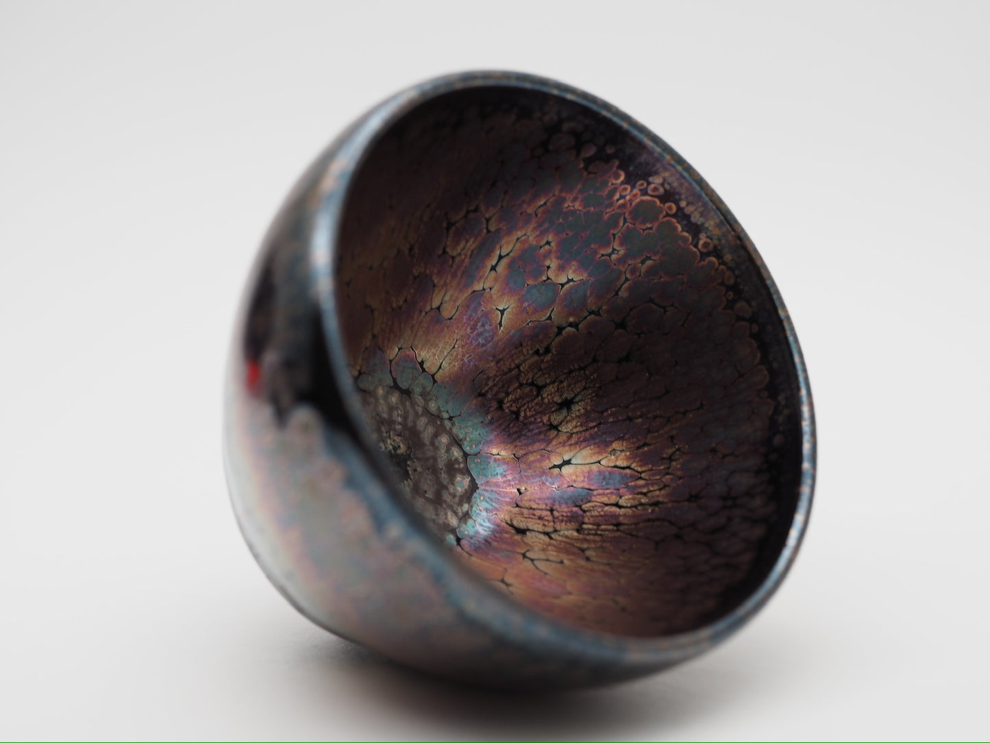 Rose Gold Oil-Droplet Glaze Monk Bowl Shape Cup by FeiXing Studio