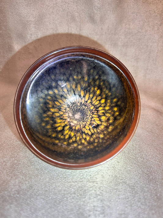 Black glaze golden partridge pattern ox-blood red tied mouth shape, JiPeiFu