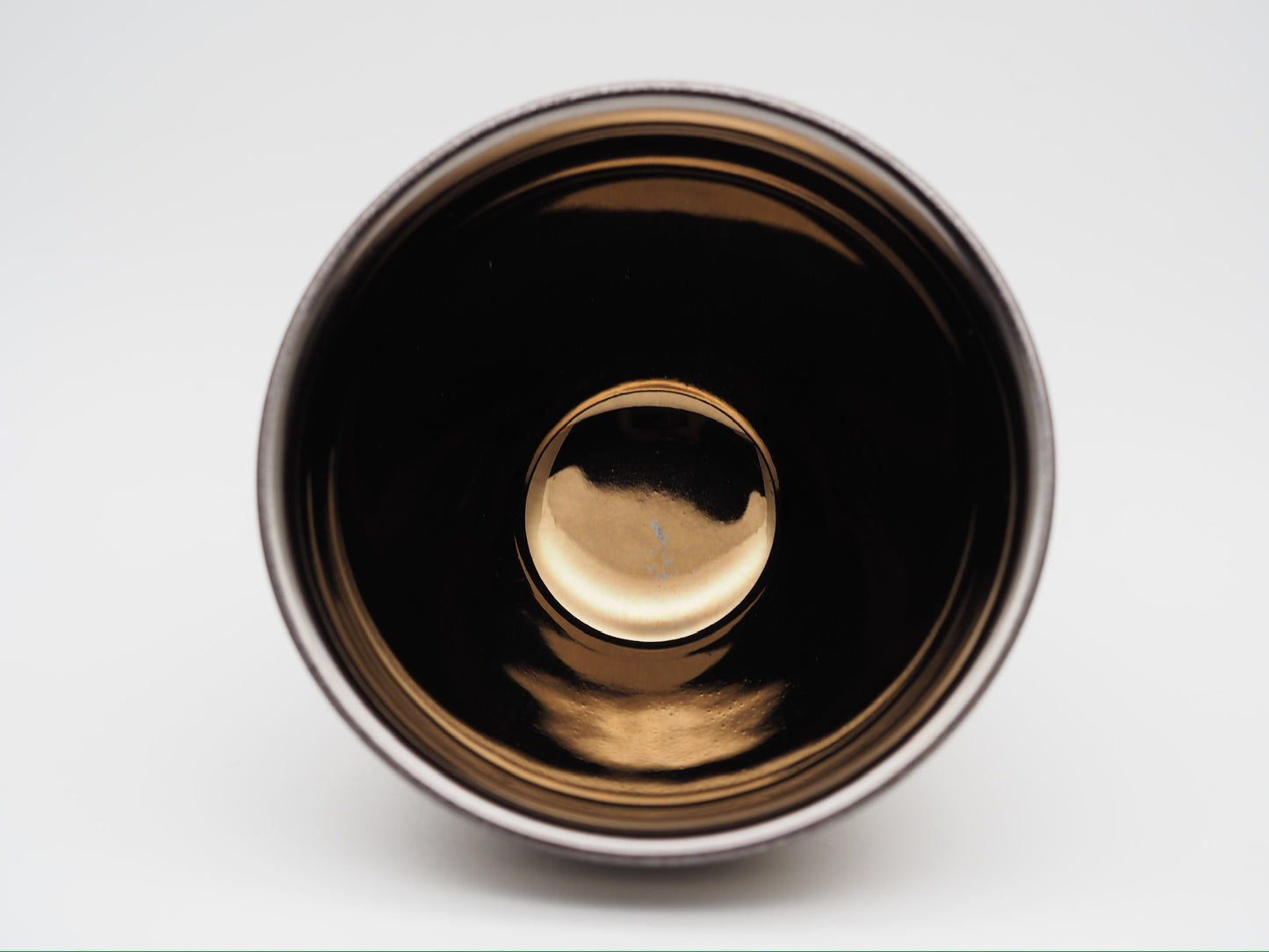 Dark Gold Mirror-like Glaze Tied Mouth Cup