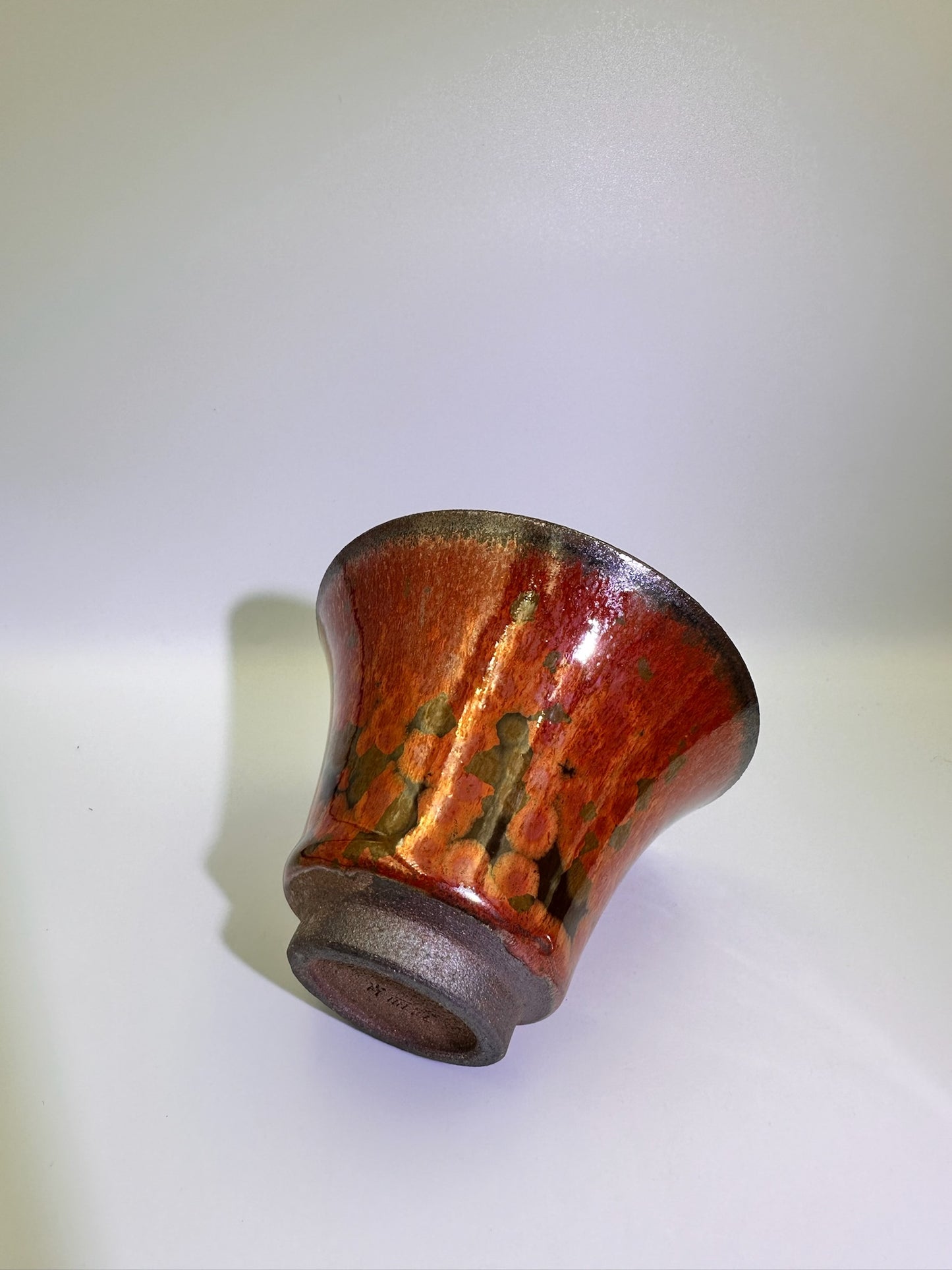 Brown glaze fire phoenix pattern red oil droplet pattern, thin clay body 2-piece Gaiwan set