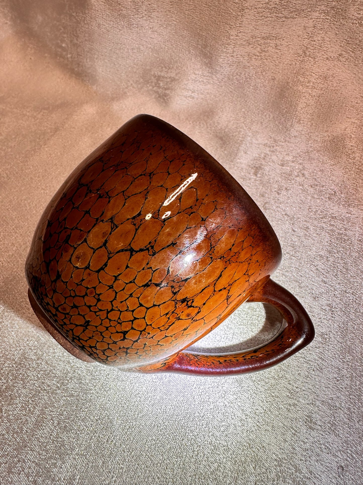 Black glaze golden orange partridge feather pattern ox-blood red rim coffee cup mug, limited edition, JiPeiFu