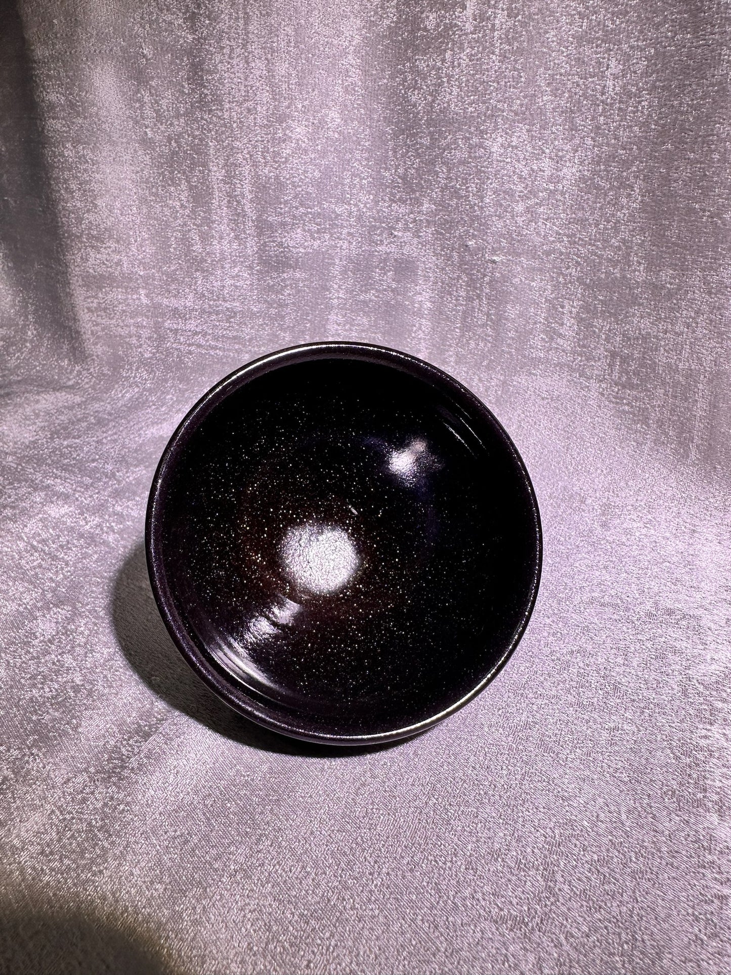 Brown glaze fully covered with beautiful golden sands tied mouth shape cup