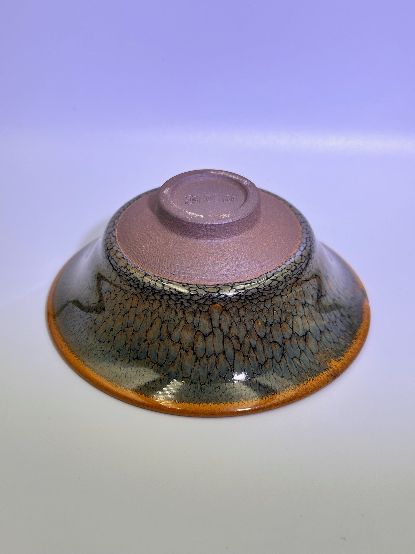 Black gold glaze green partridge oil droplet pattern with golden rim flared mouth shape cup