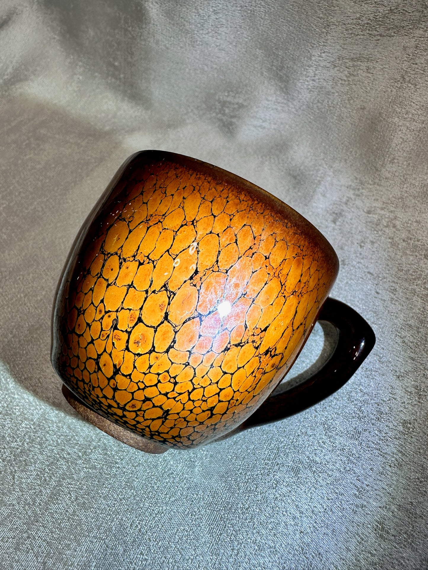 Black glaze golden orange partridge feather pattern ox-blood red rim coffee cup mug, limited edition, JiPeiFu