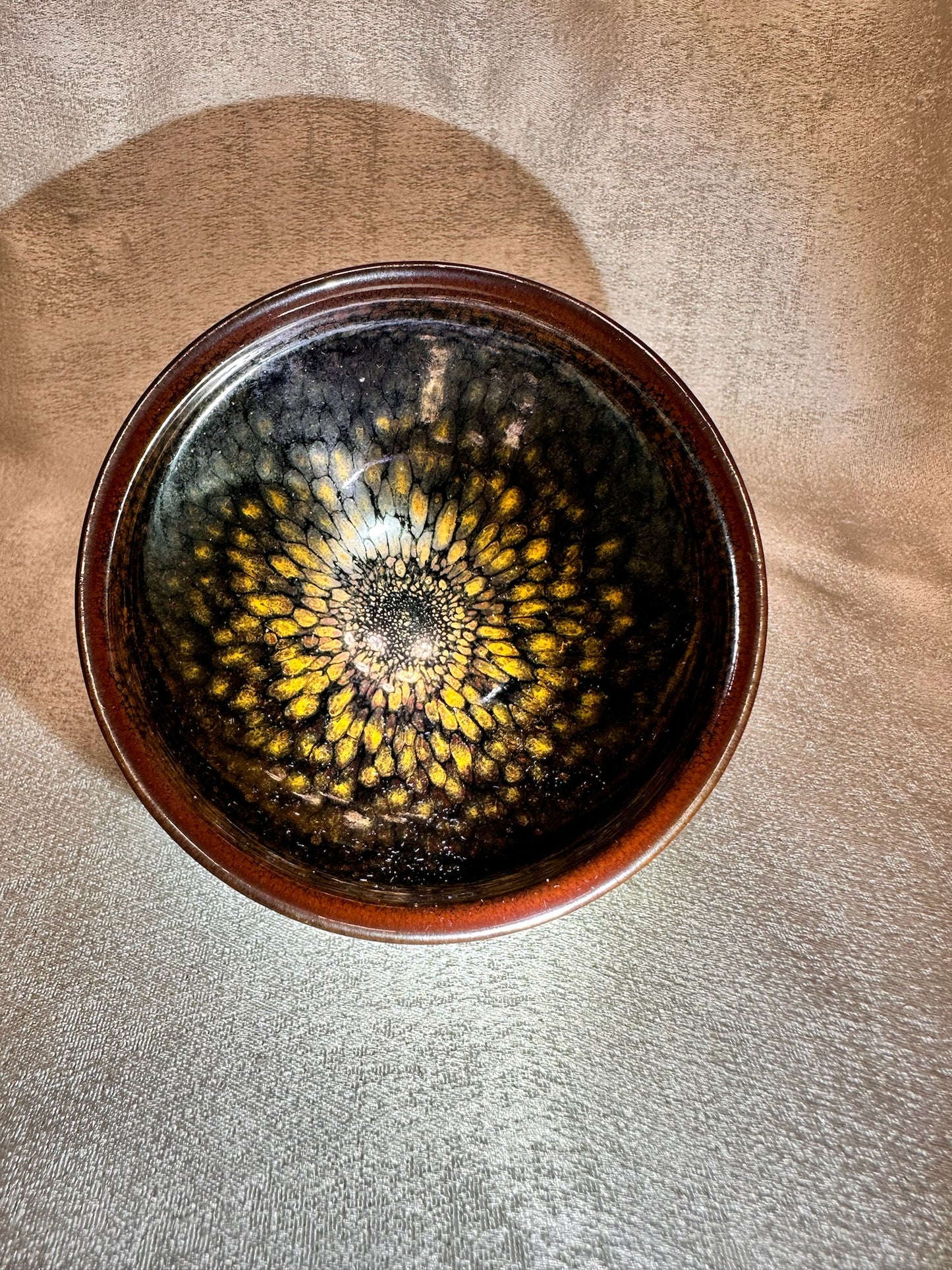 Black glaze golden partridge pattern ox-blood red tied mouth shape, JiPeiFu
