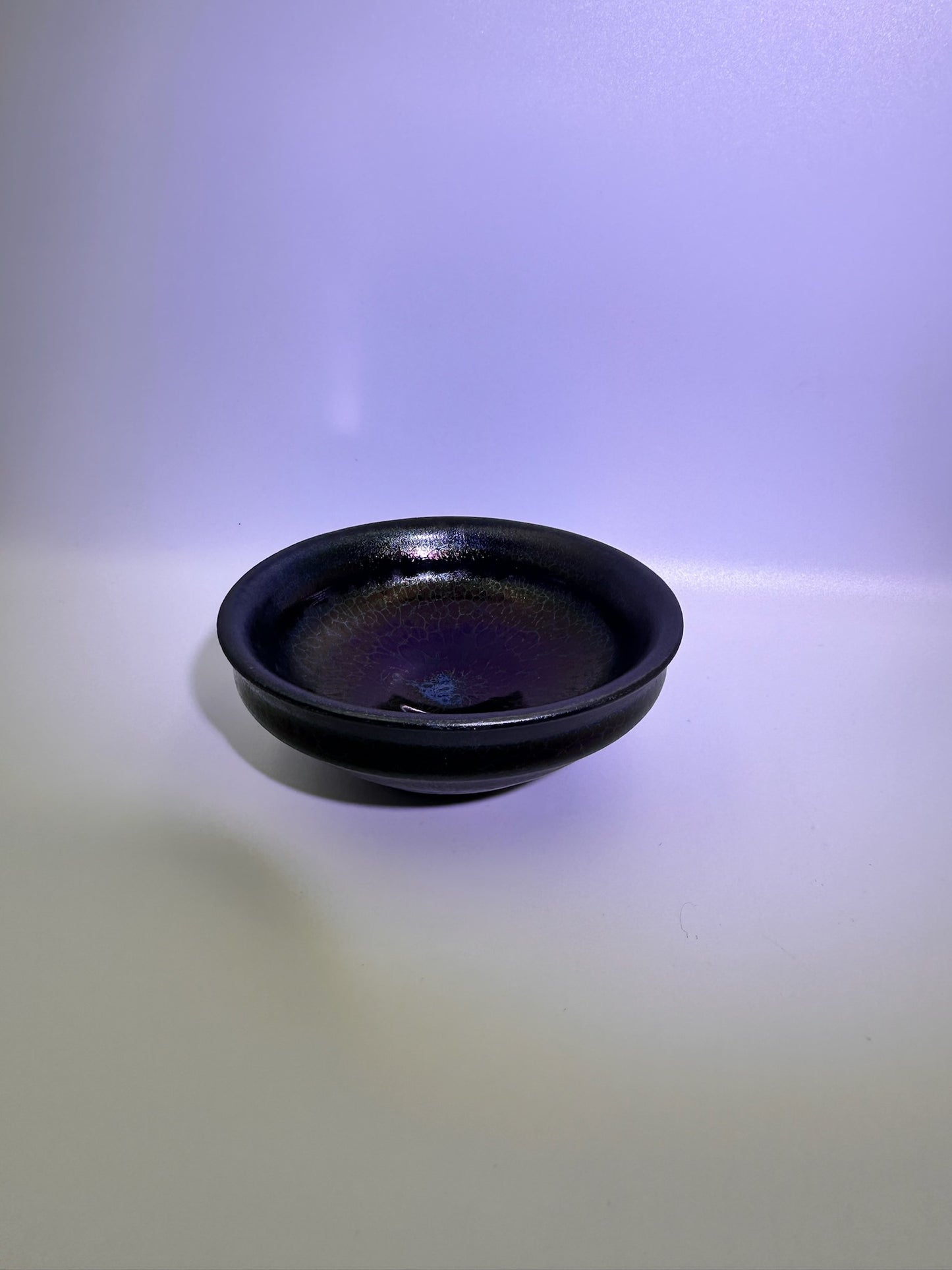 Black gold glaze iridescent color dragon scale oil droplet pattern official’s hat shape cup