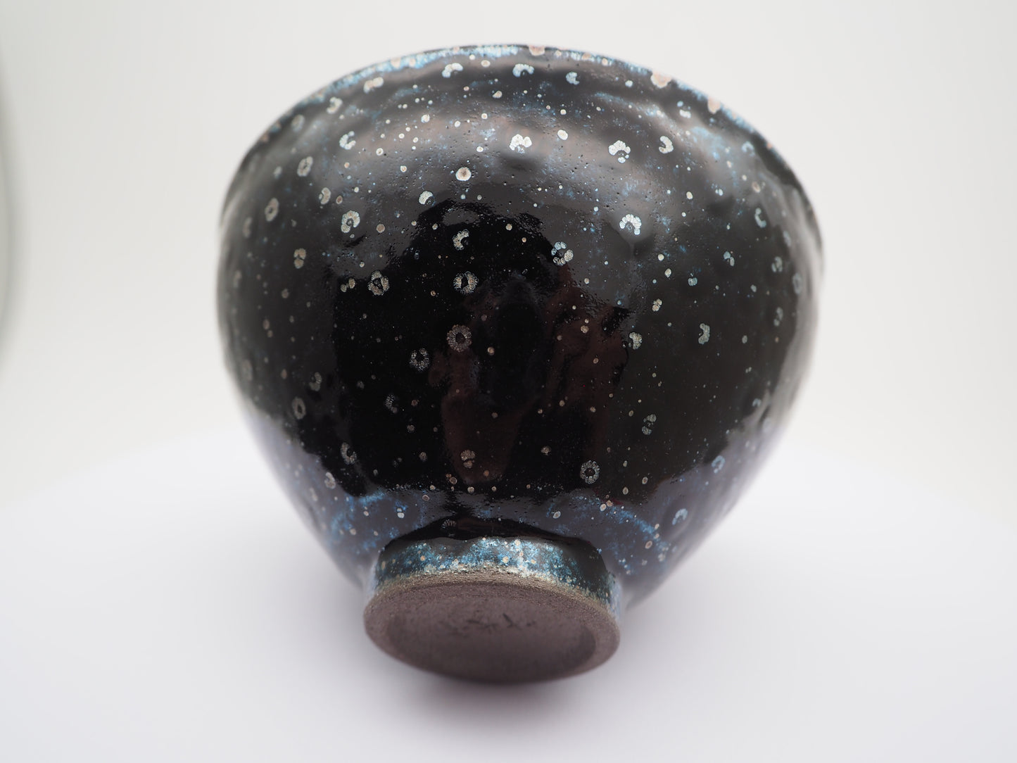 Dark Snow-Flake-Like Silver Dot Glaze Tied-Mouthed Cup