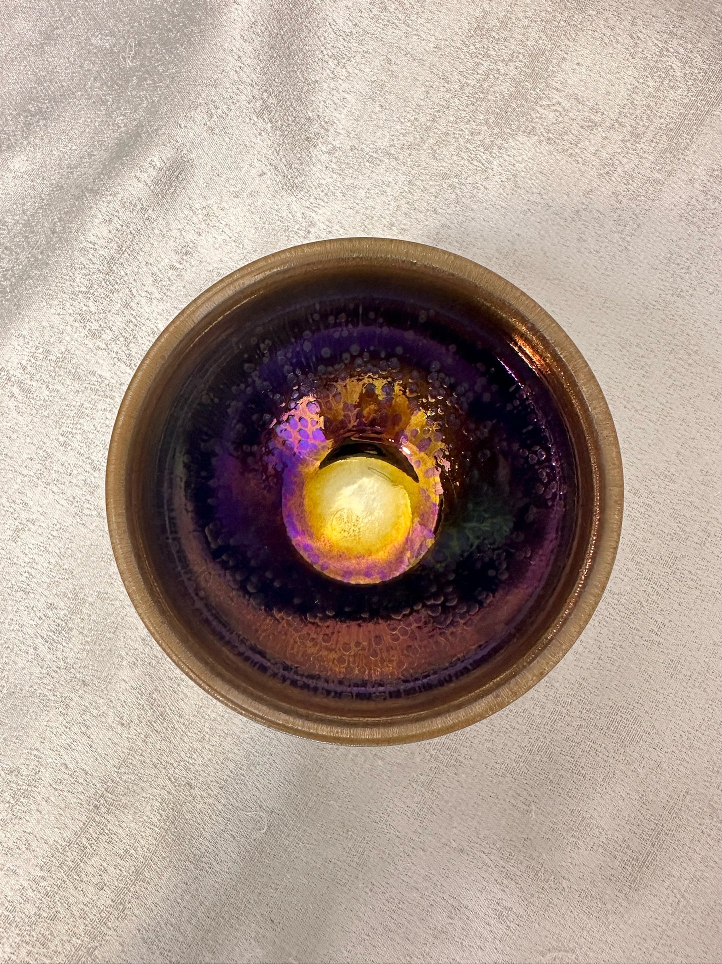Black glaze iridescent color Yohen pattern general’s body shape cup, HuangJie