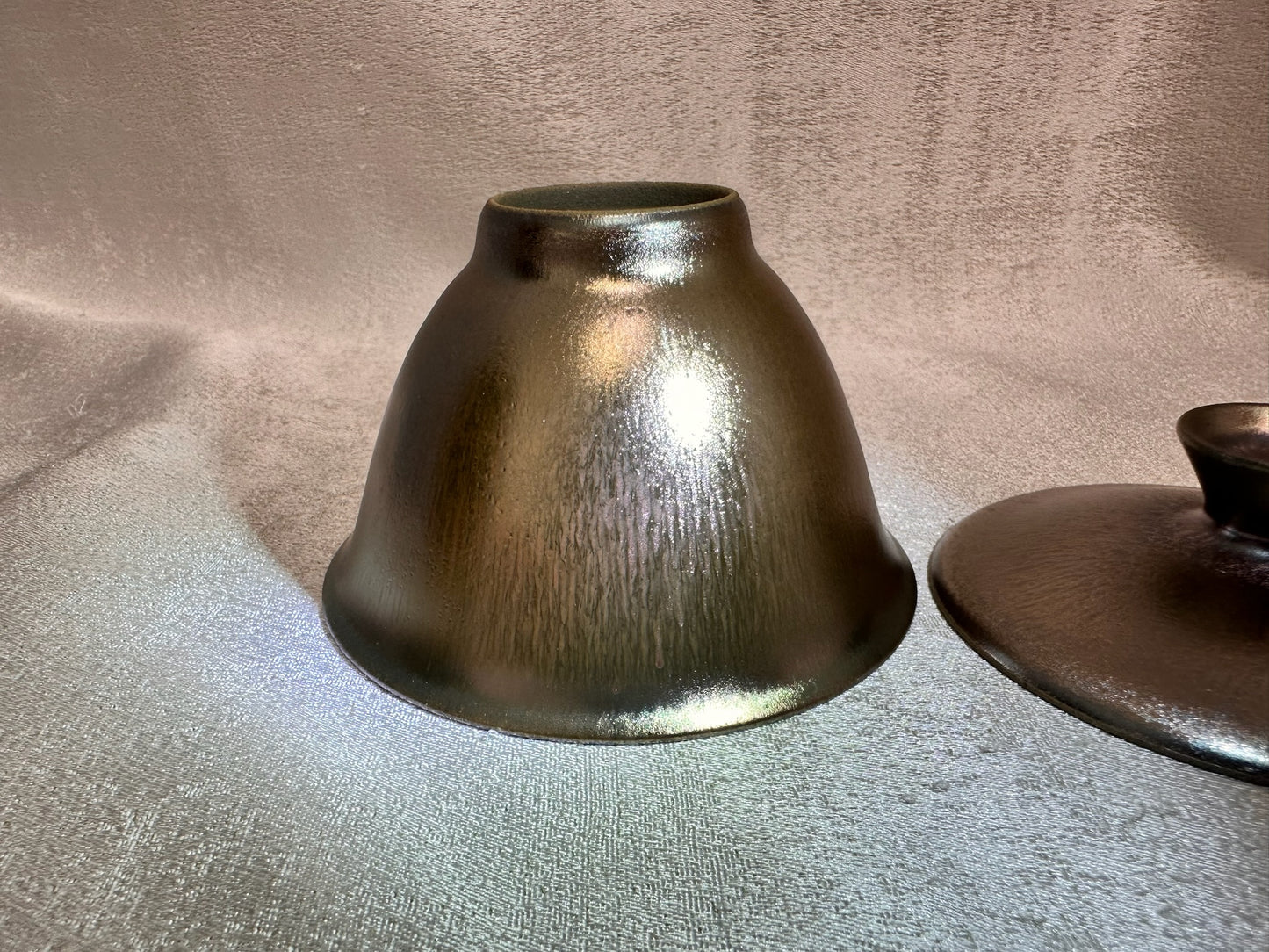 Rose gold glaze hare’s fur 2-piece Gaiwan set, super thin clay body