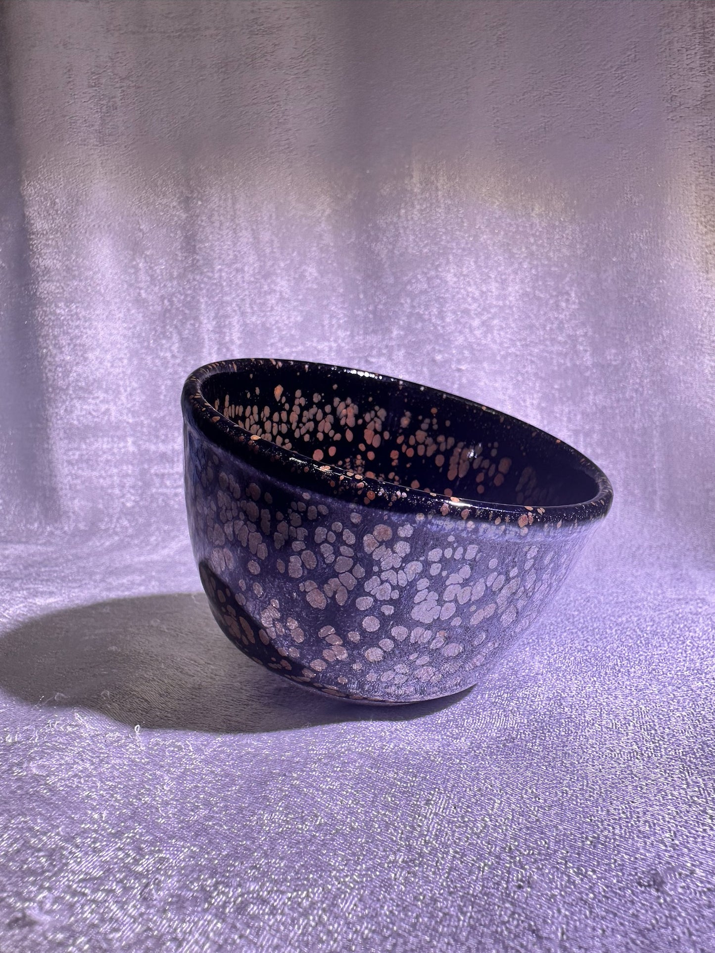 Cup20-Beautiful black glaze with orange and yellow oil droplet pattern XinYun Master bowl shape tea cup by YeShiMing