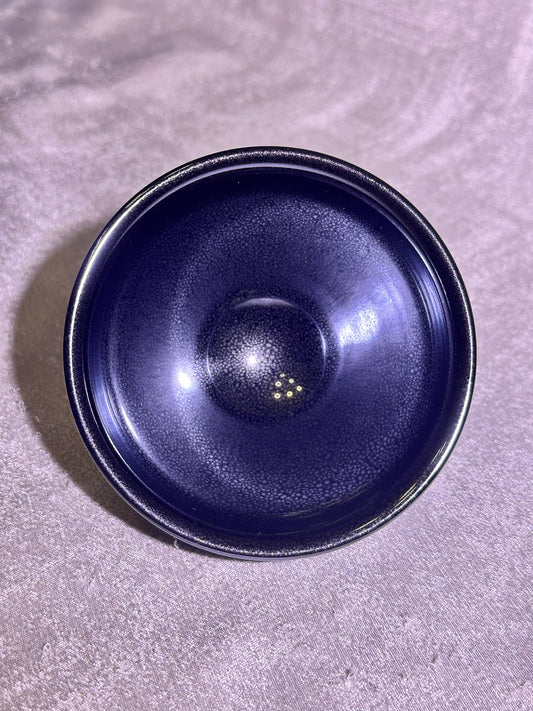 Cup8-Black gold glaze snow flake oil droplets pattern tied mouth shape by WangZhangLiang