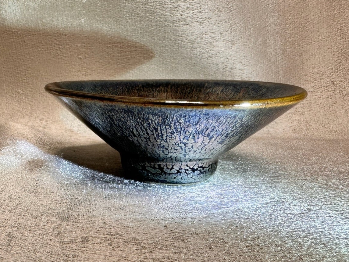 Black gold glaze rose gold oil droplet pattern short straw hat shape cup