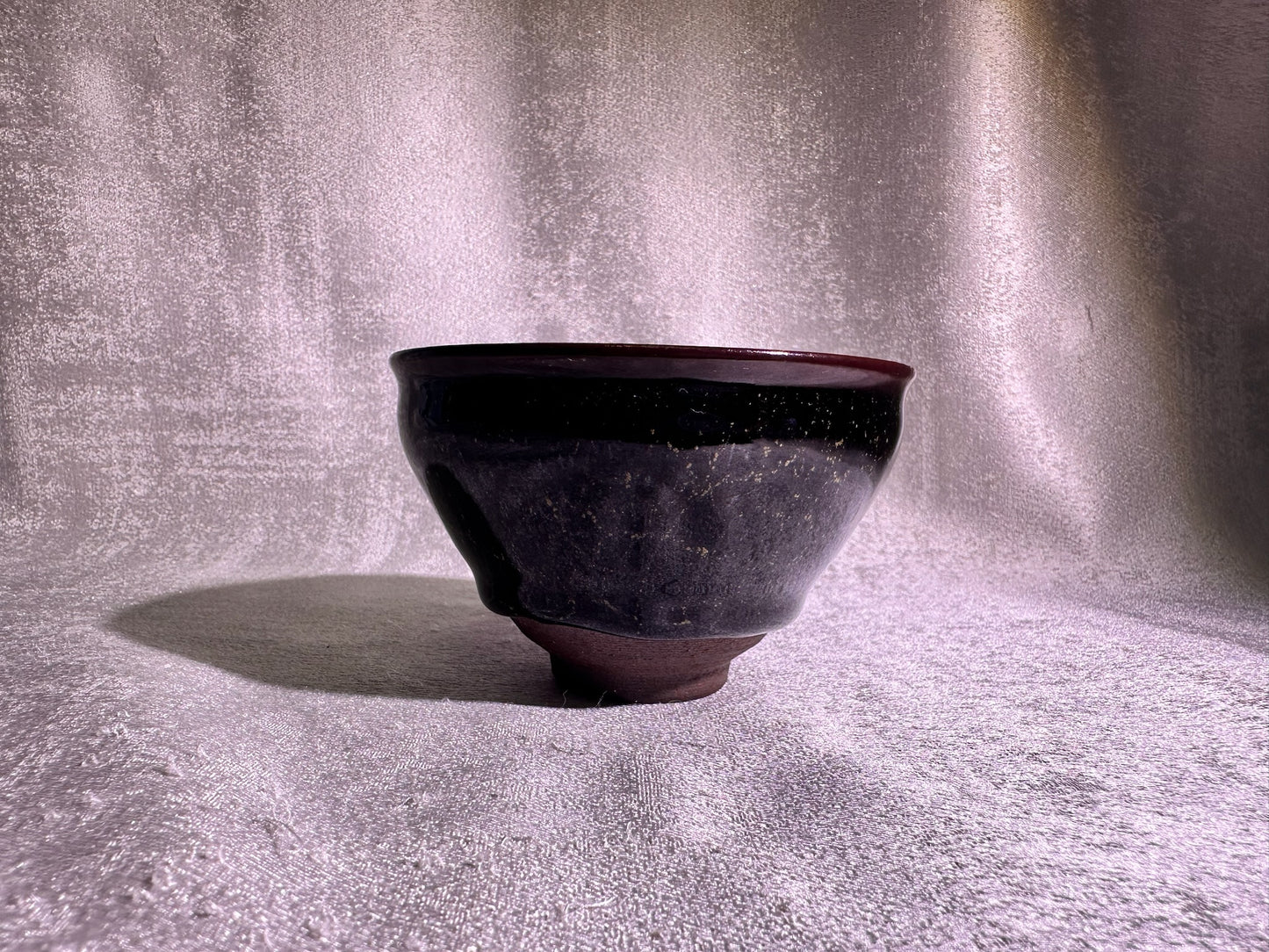Cup2-Black golden glaze with brown hare’s fur and golden thread pattern, ox-blood rim tied-mouth shape cup