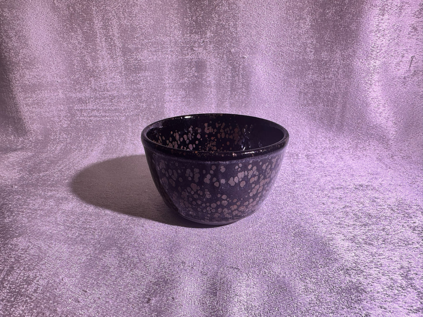 Cup20-Beautiful black glaze with orange and yellow oil droplet pattern XinYun Master bowl shape tea cup by YeShiMing