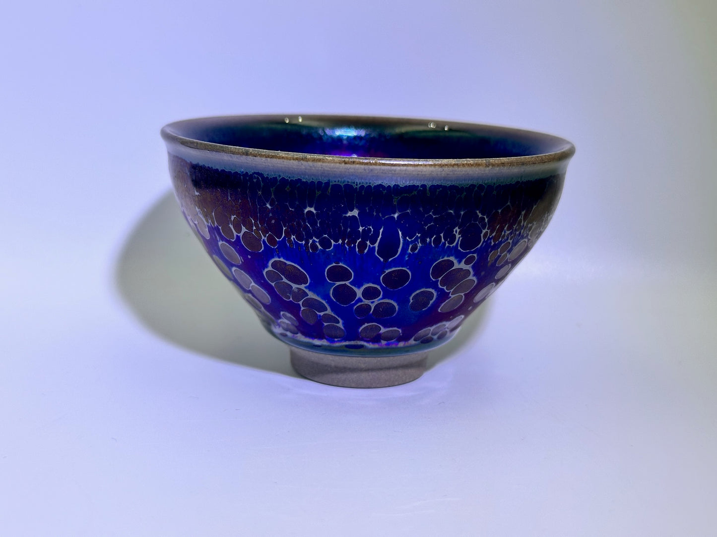 Black glaze galaxy purple Yohen oil droplet tied mouth shape cup, FangXiaoMing