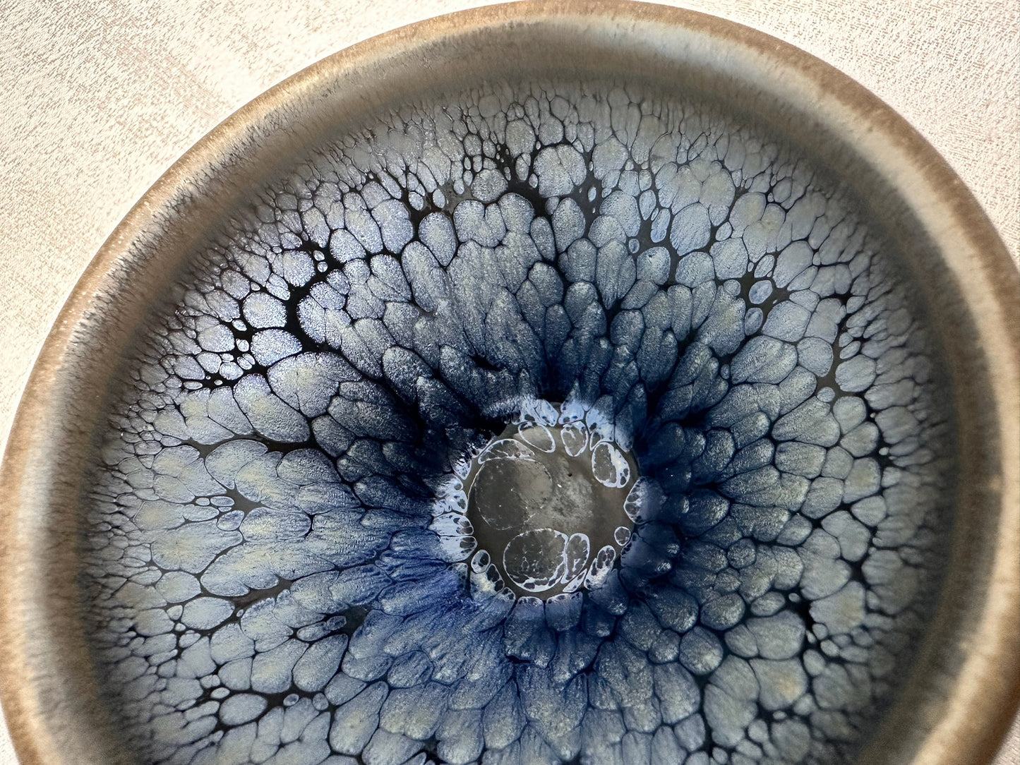 Black glaze silver oil droplet flower pattern magnolia shape cup
