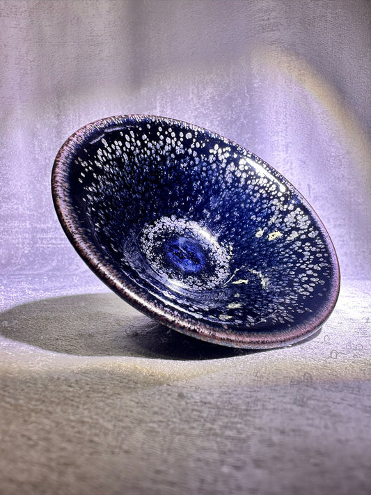 Cup23-Black gold glaze oil droplet pattern copper rim flared mouth shape cup home decoration by YeShiMing