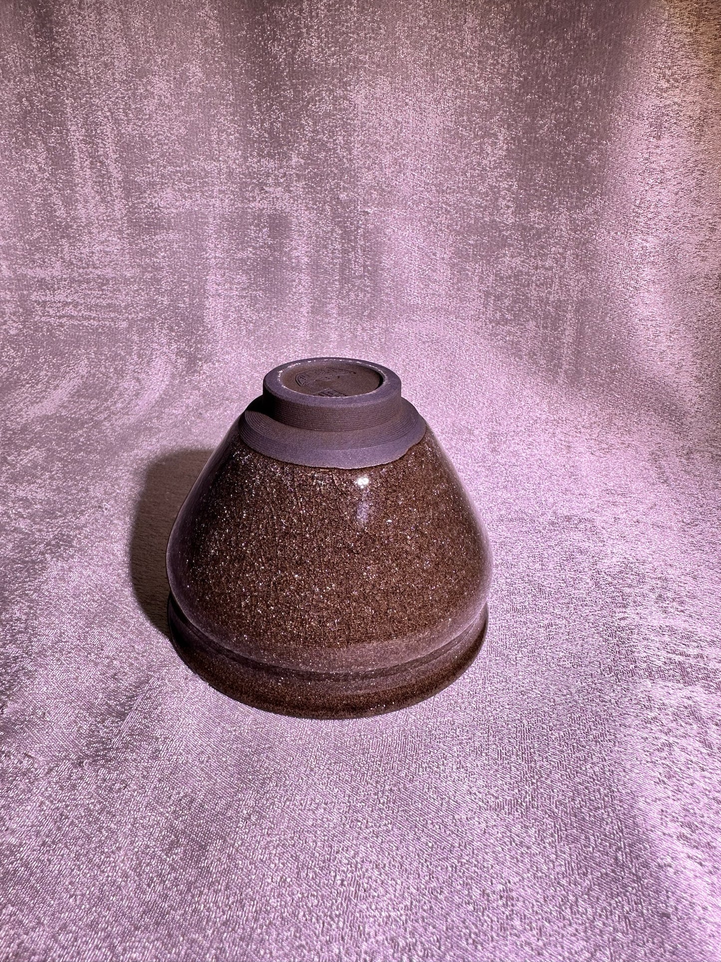 Cup25-Tea foam glaze with ice-like crackles and crab-eye bubble droplets tied mouth shape cup