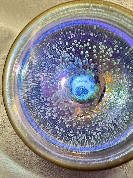 Black glaze iridescent color Yohen pattern general’s body shape cup, HuangJie