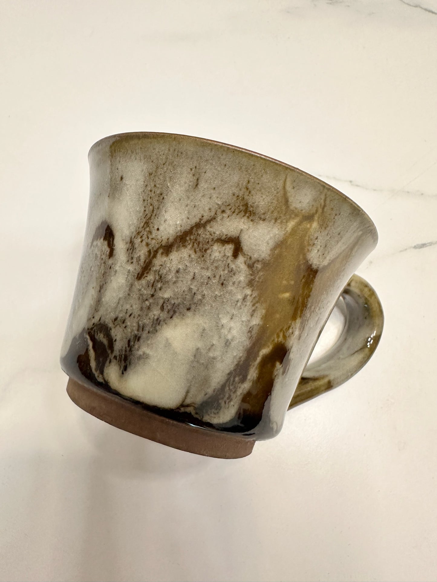 Brown glazed kiln transformed jade-like mountain river scenery coffee mug, XieAiHua