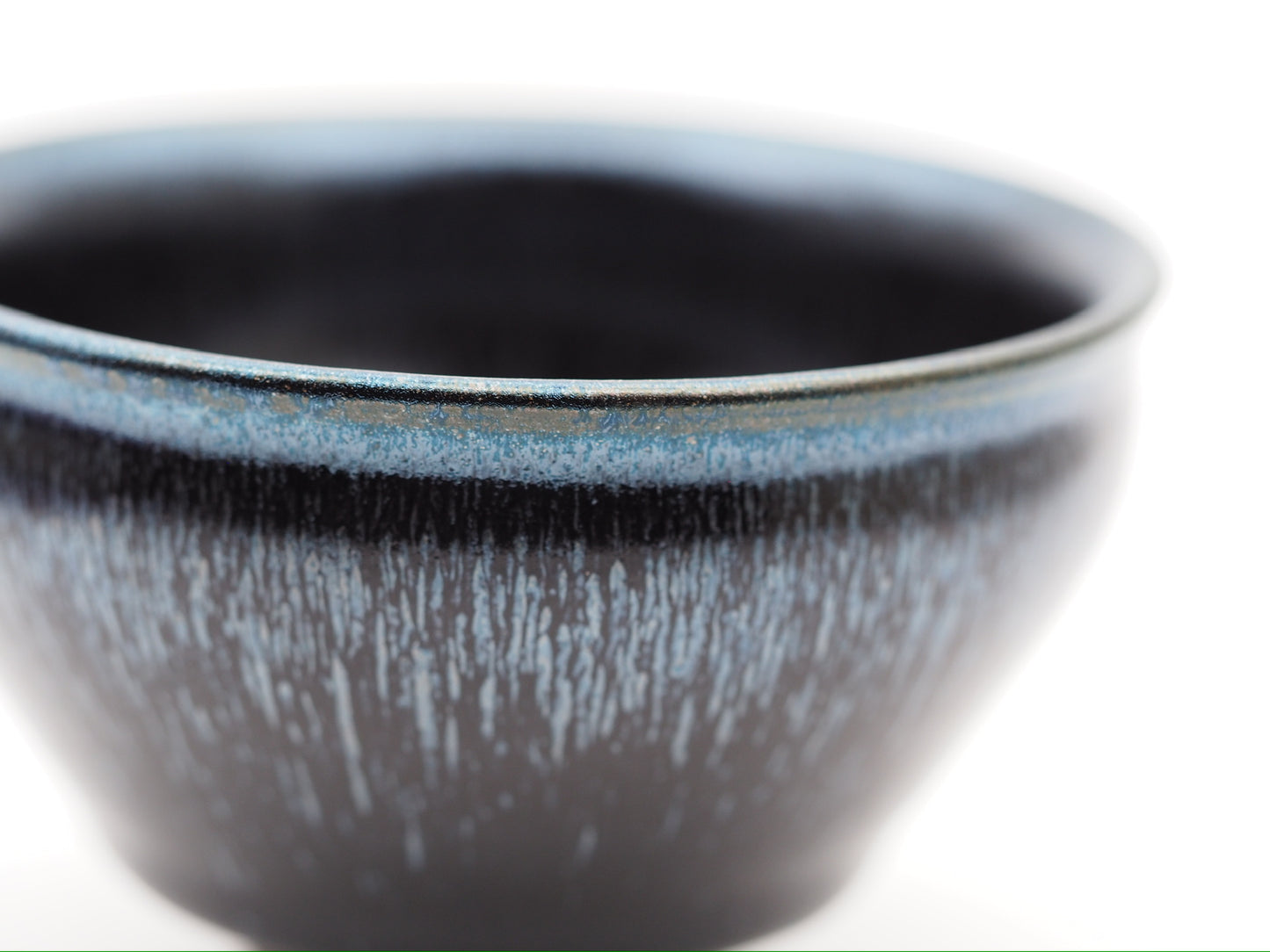 Black Gold Base Blue Hare's Fur Glaze Tie Mouth Shape Jianzhan Cup