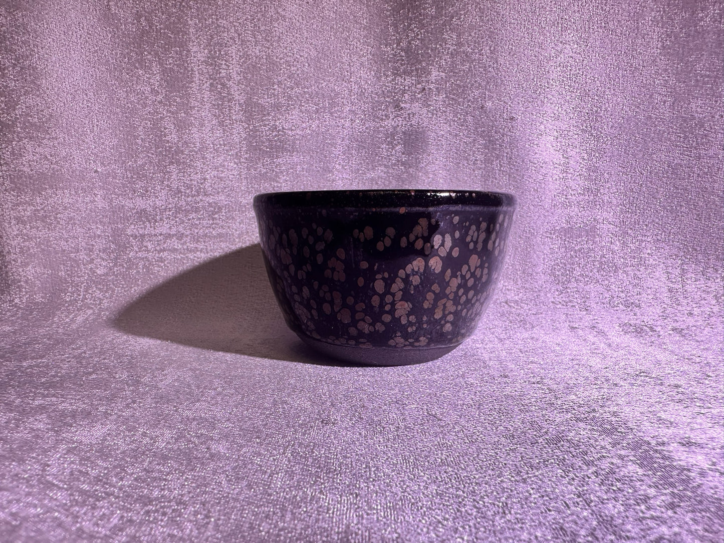 Cup20-Beautiful black glaze with orange and yellow oil droplet pattern XinYun Master bowl shape tea cup by YeShiMing