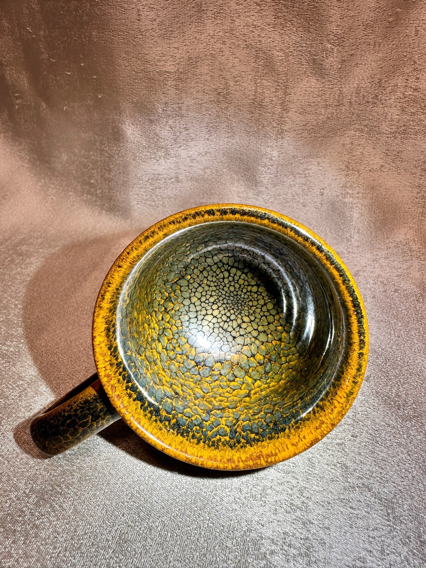 Black glaze green partridge feather pattern golden rim coffee cup mug, limited edition, JiPeiFu