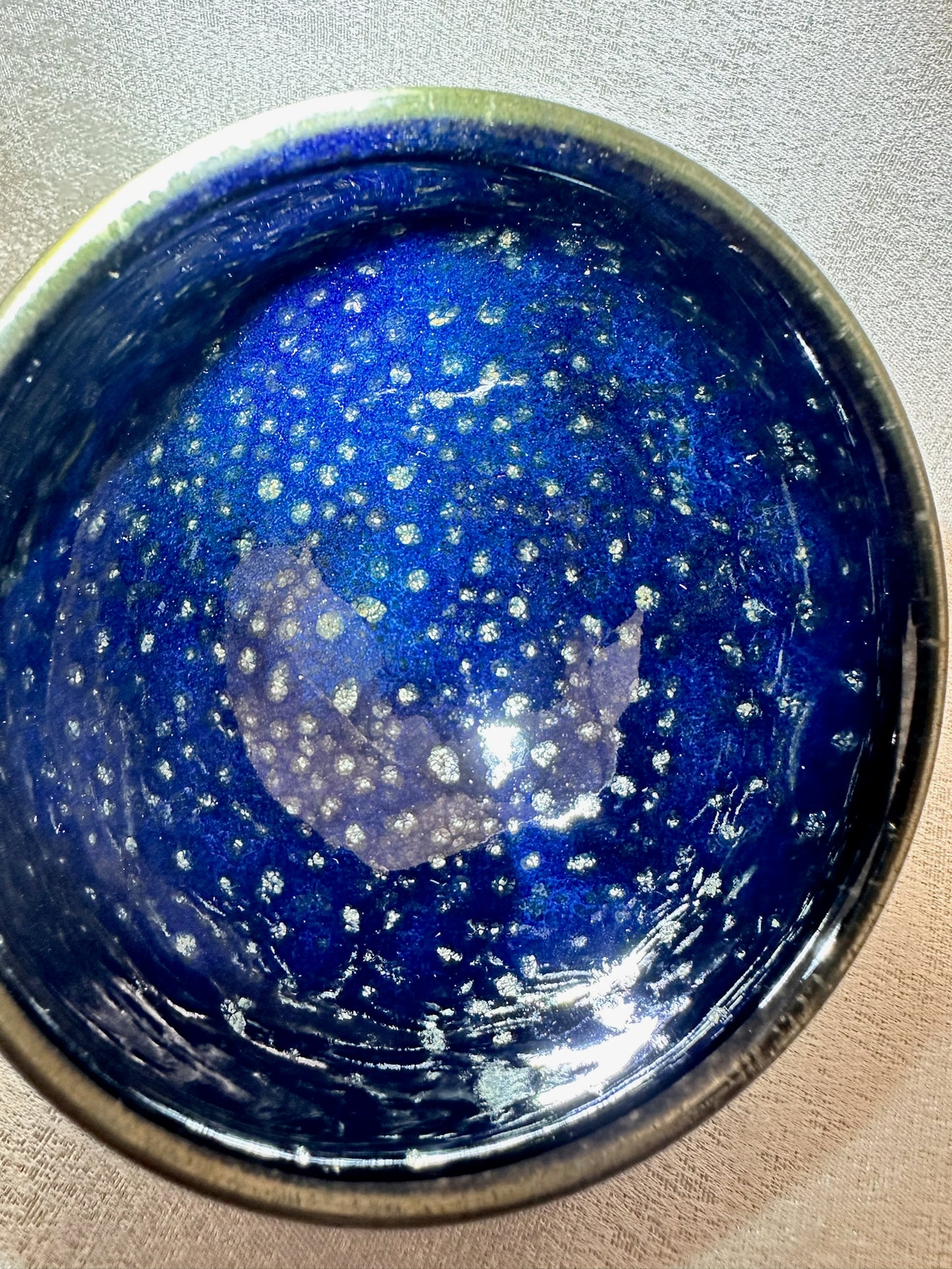Blue glaze metallic silver droplets starry night pattern general’s body shape cup, GuPanHong