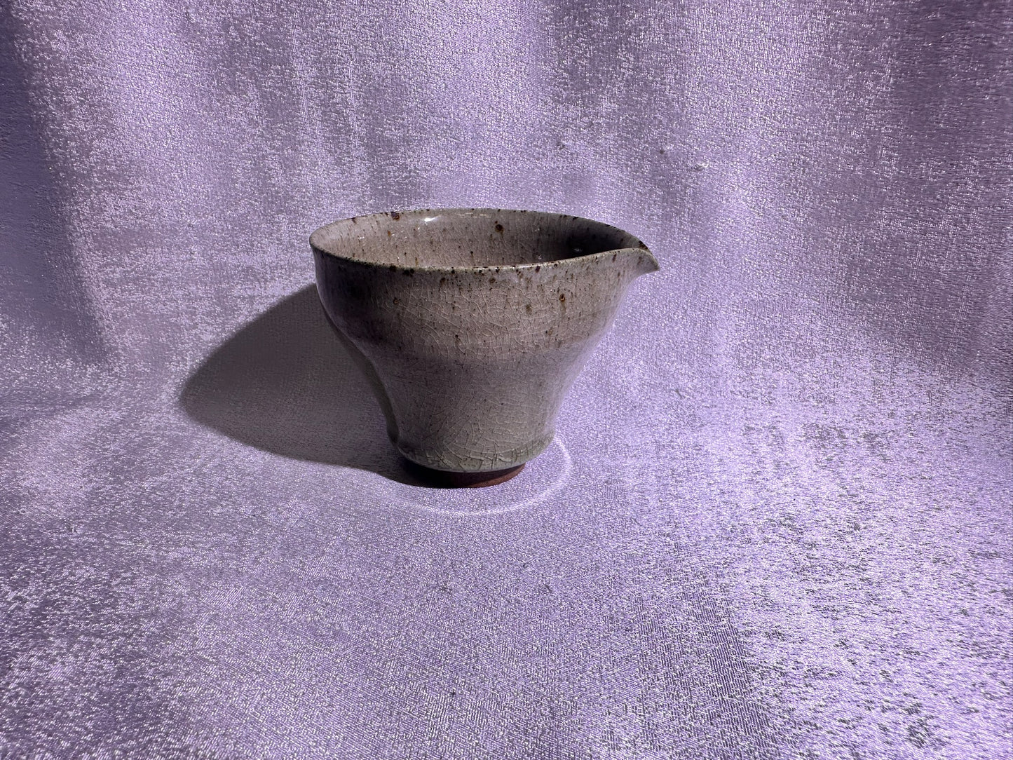 Elegant jade-like tea foam color glaze tea sharing cup, aged mud clay body, YangFeiYan