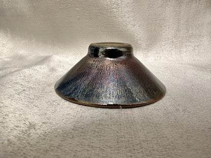 Black gold glaze rose gold oil droplet pattern short straw hat shape cup