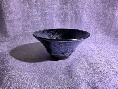 Cup19-Black gold glaze silver oil droplet jelly fish bubbles flare mouth shape cup by YeShiMing