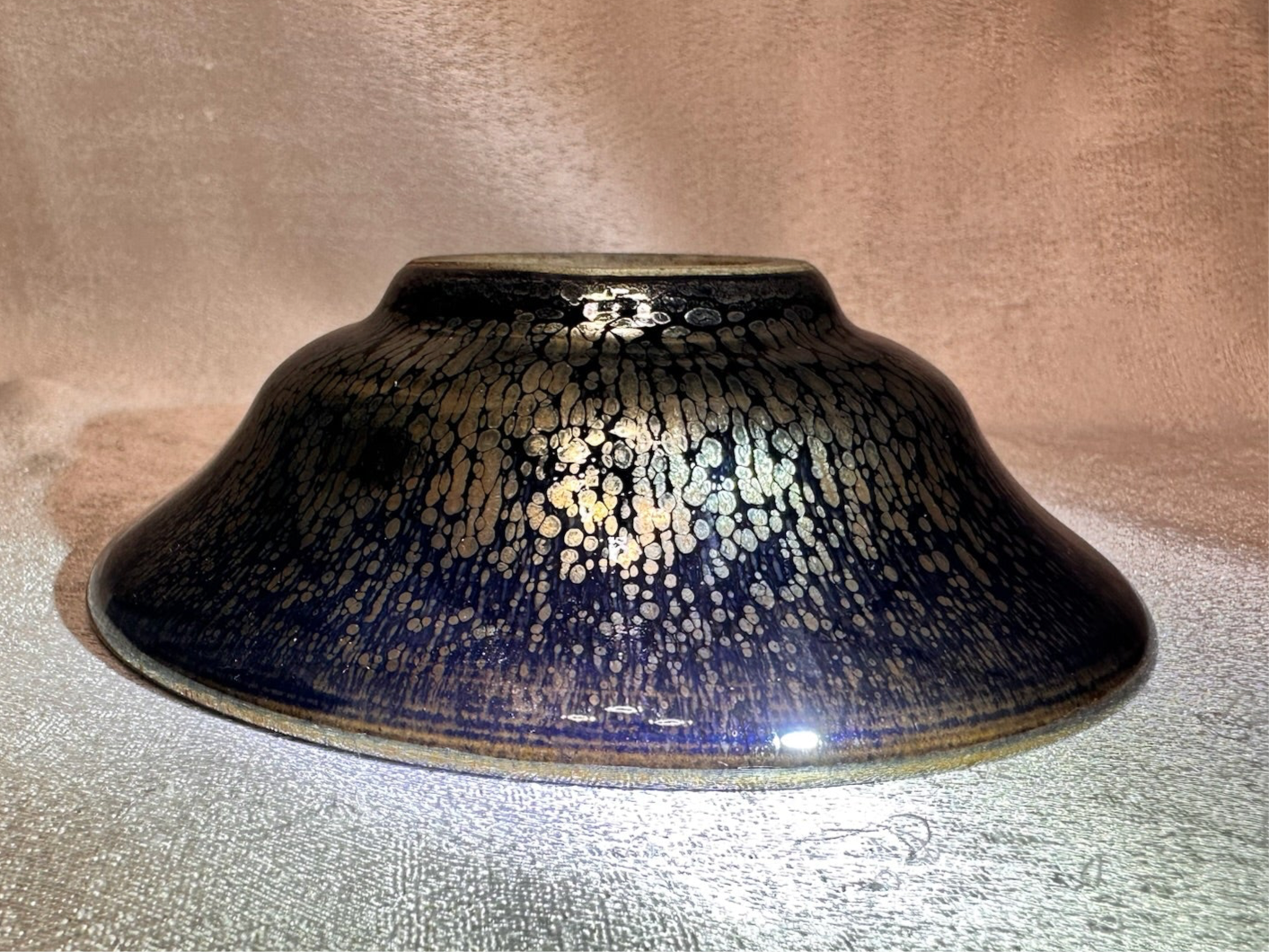 Fully glazed black gold glaze golden oil droplet pattern oil lamp shape cup