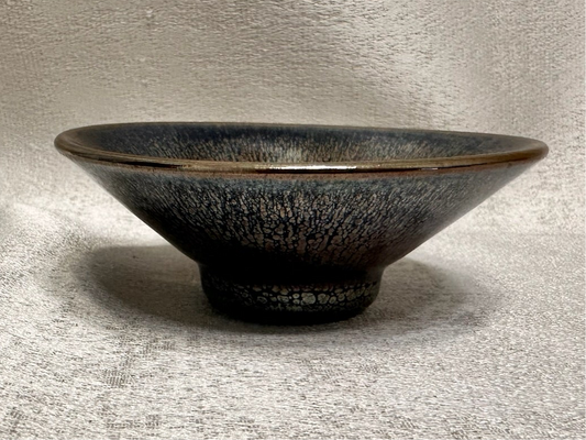 Black gold glaze rose gold oil droplet pattern short straw hat shape cup