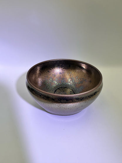 Black glaze mix colored rose gold oil droplet pattern tank shape cup, XuXiaoWei
