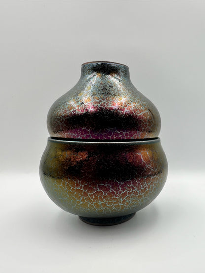 Black glaze purple oil droplet gourd shape double cup, TongMiXiong