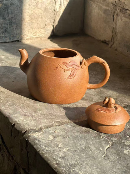 Pomegranate Teapot（石榴壺） — Original Ore Duan Ni Yixing Teapot, Handcrafted by Master Zhu Hongying