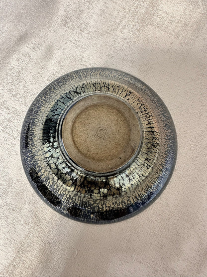 Fully glazed black gold glaze golden oil droplet pattern oil lamp shape cup