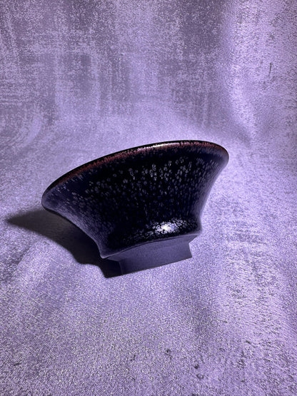 Cup23-Black gold glaze oil droplet pattern copper rim flared mouth shape cup home decoration by YeShiMing