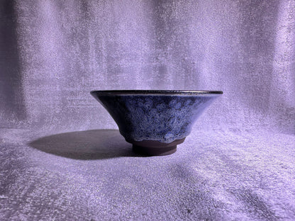 Cup19-Black gold glaze silver oil droplet jelly fish bubbles flare mouth shape cup by YeShiMing