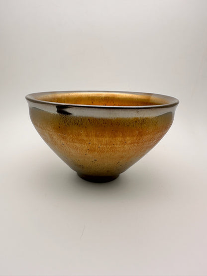 Golden Oil-droplet and Hare's fur Tied-mouth Shape Tea Bowl