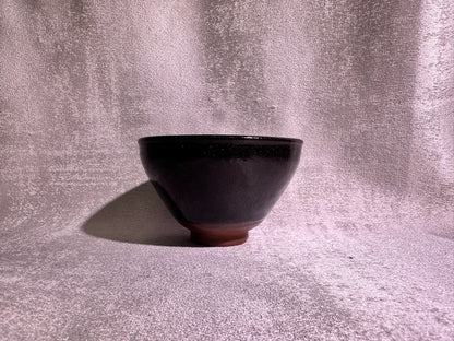 Brown glaze fully covered with beautiful golden sands tied mouth shape cup