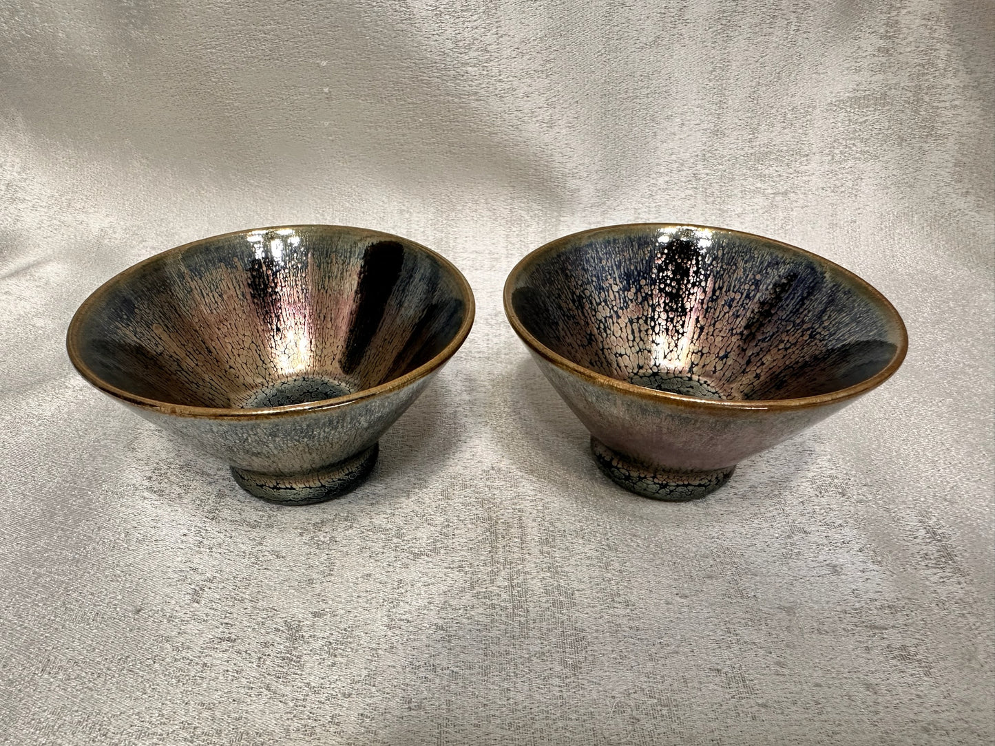 Fully glazed black gold glaze golden oil droplet pattern straw hat shape (douli) cup