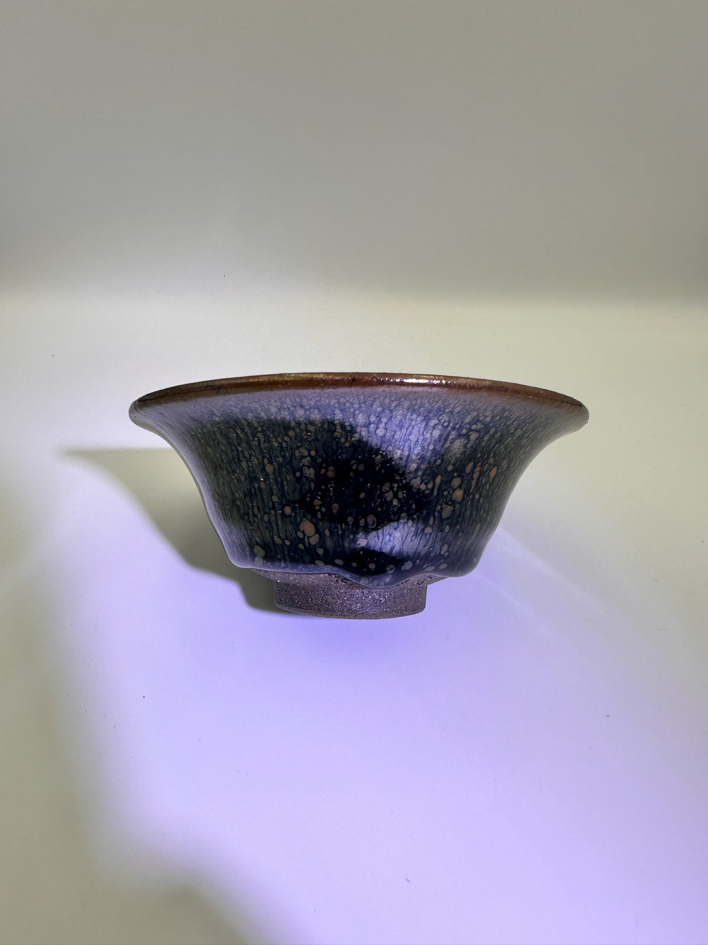 Ancient Song Dynasty style black gold glaze oil droplet pattern flare mouth cup with a glaze drip, Xiling seal art society