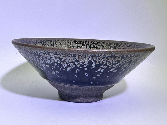 Black glaze silver oil droplet straw hat (douli) shape cup