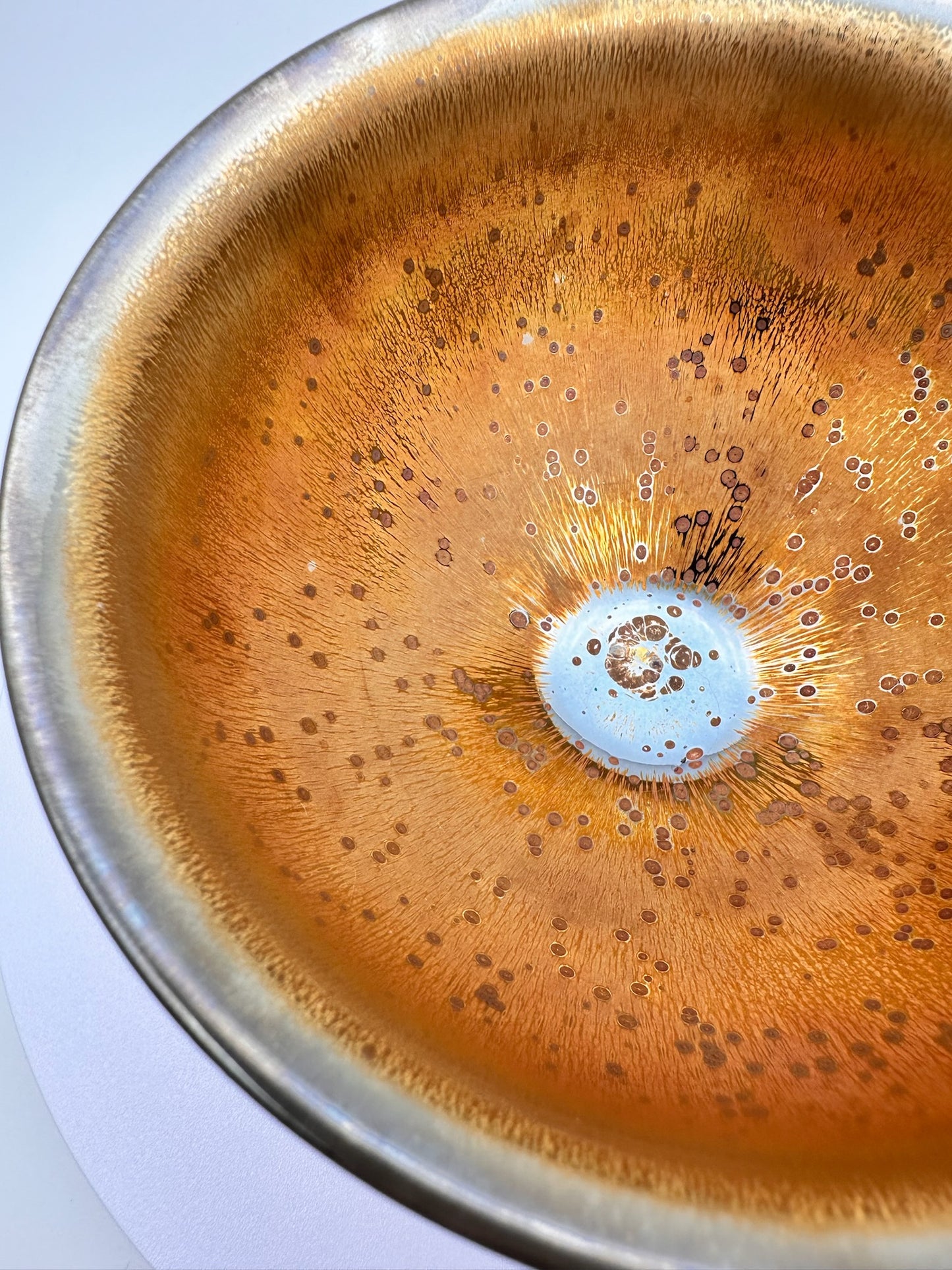 Golden Oil-droplet and Hare's fur Tied-mouth Shape Tea Bowl