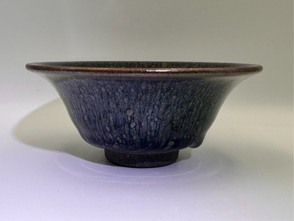 Ancient Song Dynasty style black gold glaze oil droplet pattern flare mouth cup with a glaze drip, Xiling seal art society